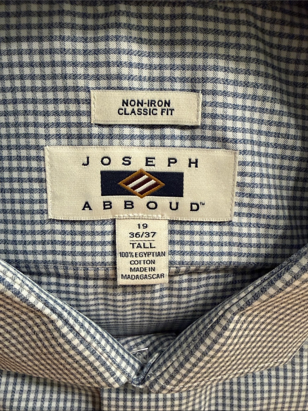 Joseph Abboud Men’s Blue and White Mini-Check Dress Shirt - Picture 2 of 5